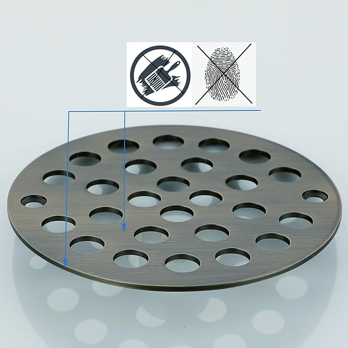 vouruna 4-Inch Screw-in Shower Strainer Drain Cover Replacement Floor Strainer (Antique Brass)