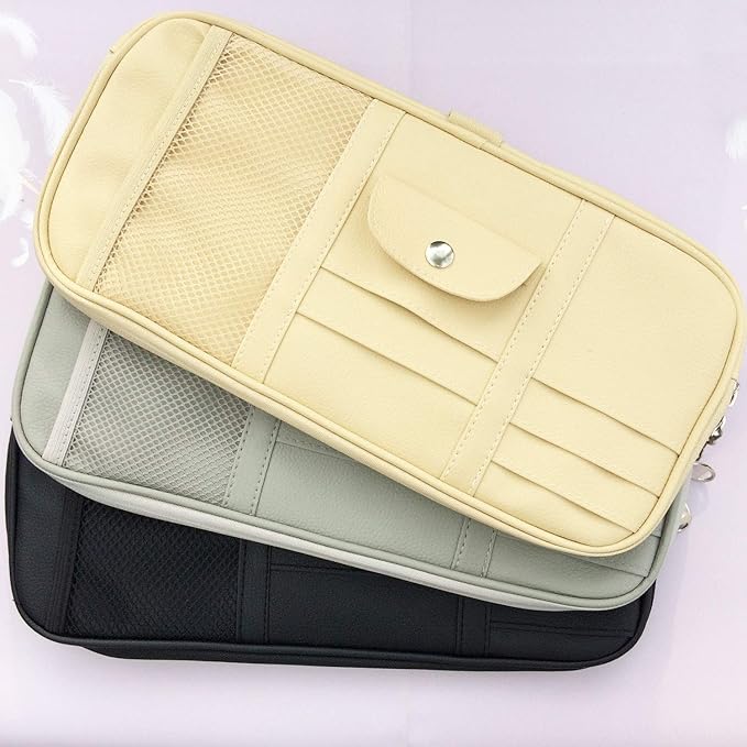 Da by Car Sun Visor Organizer, Multi-Pocket Visor Organizer Storage Pouch for Cars, SUVs & Trucks with Double Zippers, Elastic Bands & Glasses Clip- Organizes Essentials Keep Tidy (Beige Light Yellow)