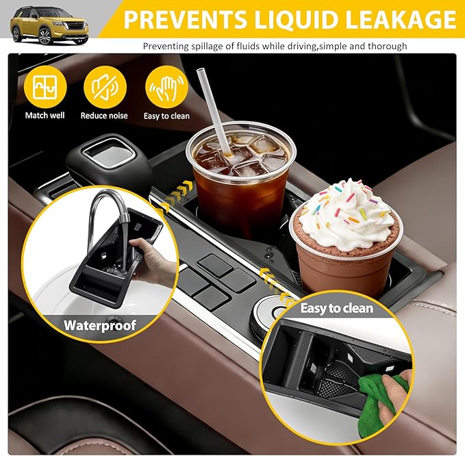 Cup Holder for 2022-2025 Nissan Pathfinder Center Console Cup Holder Insert Cupholder Organizer Coaster Liner for 2022 2023 2024 2025 Pathfinder Interior Accessories Black
