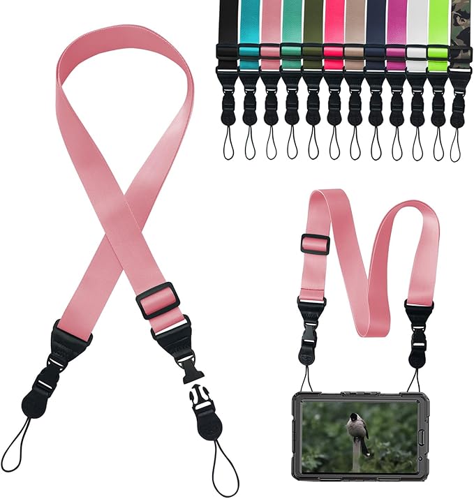 Adjustable Camera Neck Strap: Comfortable iPad Strap Nylon Neck Lanyard for iPad/Samsung Tablet Case, Camera Binocular Crossbody Laptop Luggage Bag (Light Pink)