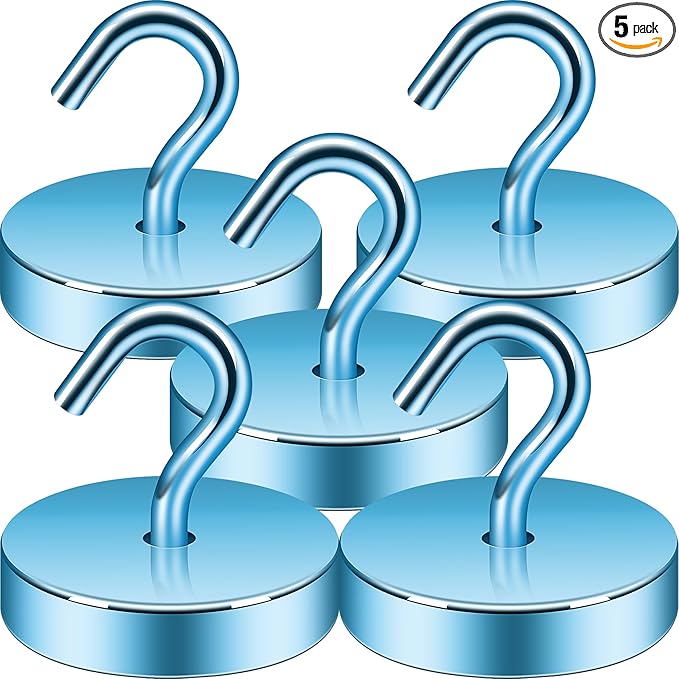 Neosmuk Magnetic Hooks, Cruise Ship Essentials, 100lb+ Heavy Duty Magnetic Hooks for Cruise Cabins, Refrigerator, Grill, Hanging, and Travel | Extra Strong Must-Haves Magnet Hook,RoyalBlue,5 Pack