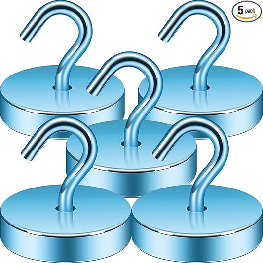 Neosmuk Magnetic Hooks, Cruise Ship Essentials, 100lb+ Heavy Duty Magnetic Hooks for Cruise Cabins, Refrigerator, Grill, Hanging, and Travel | Extra Strong Must-Have Magnet Hook, RoyalBlue, 5 Pack