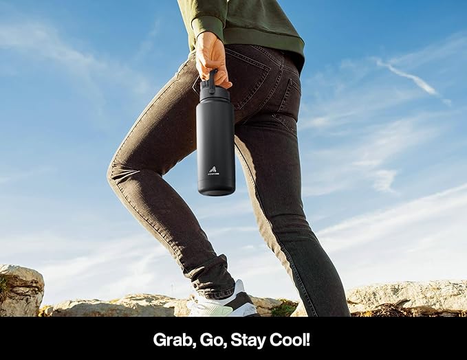 POWCAN 40 oz Insulated Water Bottle with 2-in-1 Straw and Spout Lid, Glow-in-the-Dark, 24H Cold, Leakproof, BPA-Free, Double Wall Stainless Steel for Sports, Gym, Travel, and School (Gilded Flutter)