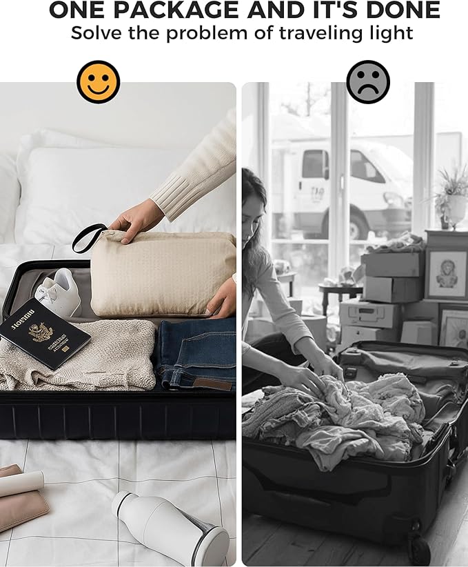 Travel Laundry Bag, Pump-Free Vacuum Storage Bag, Reusable Compression Dirty Clothes Travel Bag, Waterproof Wet Dry Bags, Large Capacity Space Saver Bags, Camp Clothes Organizer (1 Pc) (Gray, L)