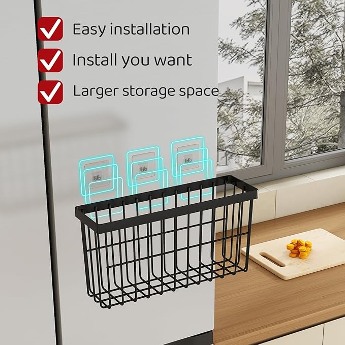 SleekStore Kitchen Cabinet Door Storage Box, Self-Adhesive Wall Mounted, Wardrobe/Bathroom/Refrigerator Small Items Organizer, Oil Bottle/Seasoning Storage (3 Piece)