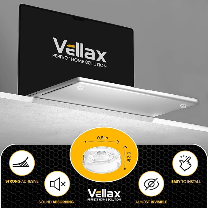 25 Clear Silicone Cabinet Door Bumpers – Self-Adhesive Pads, Quiet Soft Close Drawer Stoppers, Kitchen Sound Dampening Jelly Buttons – Vellax