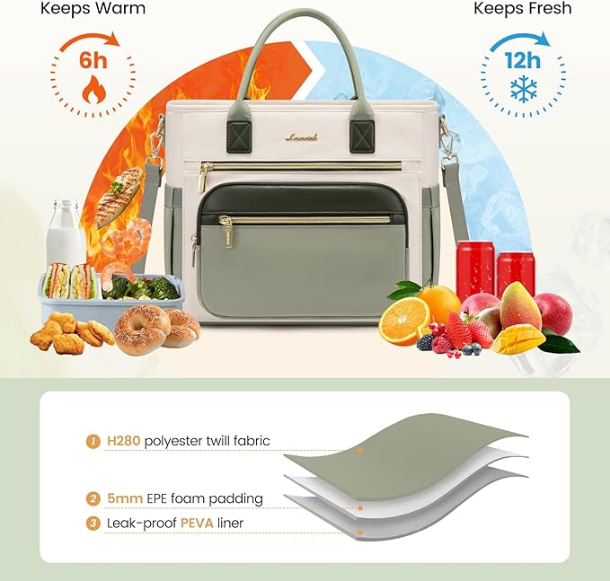 LOVEVOOK Insulated Lunch Bag Women,Wide Opening Adult Lunch Box Women with Cup Holder,X Large Leakproof Cooler Bag for Work Picnic Beach Family College Mom,Lunch Teacher Breast Pump Diaper Tote Bag