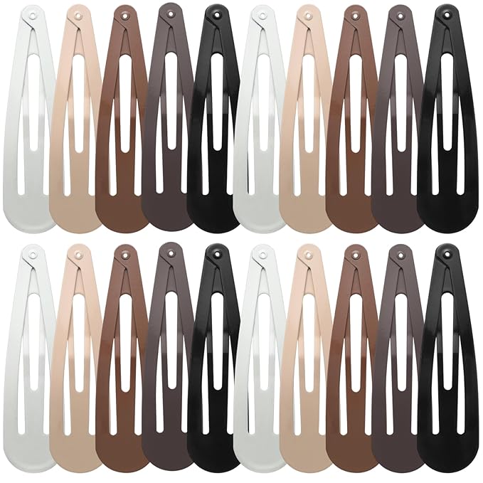 WILLBOND 30 Pieces 3.1 Inch Large Metal Snap Hair Clips Nonslip Barrettes Women Hair Accessories (Five Color)