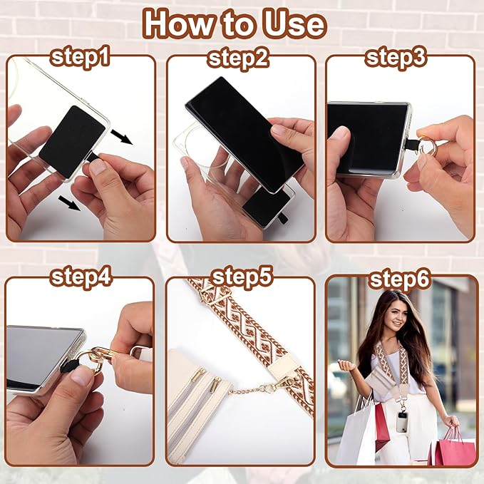 XANGNIER Clip and Go Strap for Phone with Wallet Crossbody, Phone Strap with Zippered Wallet, Adjustable Anti-Theft Cellphone Lanyard for Women, Cellphone Chain Accessories, Multicolor 2