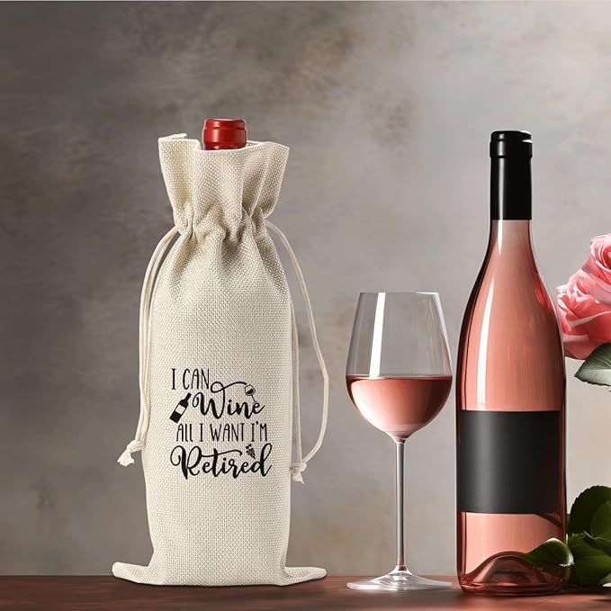 Funny Retirement Gifts for Woman Men Retirement Wine Gifts Bag Happy Retirement Party Decorations Retired Gifts Leaving Gifts for Coworkers Boss I Can Wine All I Want I'M Retired