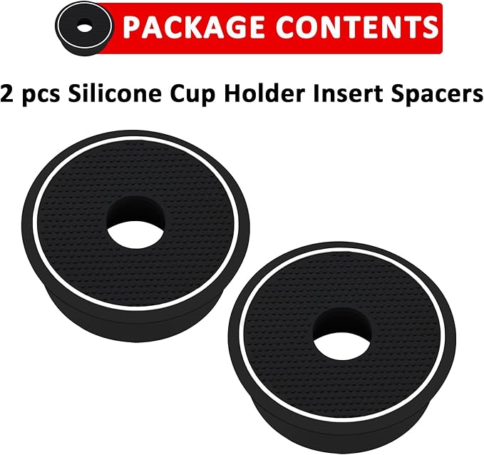 Auovo Cup Holder Spacer Replacement Fit for Subaru Outback Legacy Accessories 2020-2024 Silicone Cup Riser Cup Holder Insert Spacers for Kia Telluride Crosstrek Accord Trax RAV4 (2pcs, White Trim)