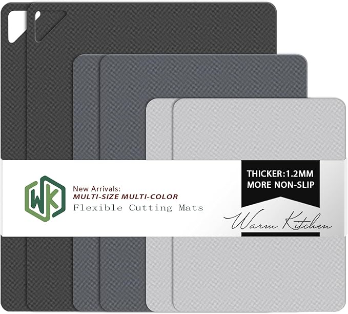 WK Flexible Plastic Cutting Boards for Kitchen, 6 Pieces Cutting Board Mats, Thin Cutting Board Sheets, Dishwasher Safe, BPA Free, Multi Sizes Set of 6