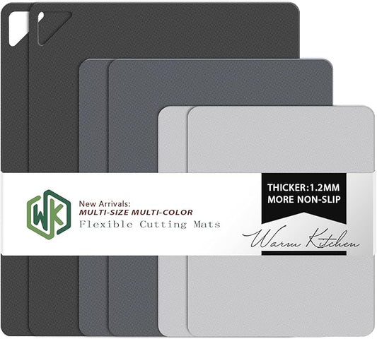 WK Flexible Plastic Cutting Boards for Kitchen, 6 Pieces Cutting Board Mats, Thin Cutting Board Sheets, Dishwasher Safe, BPA Free, Multi Sizes Set of 6