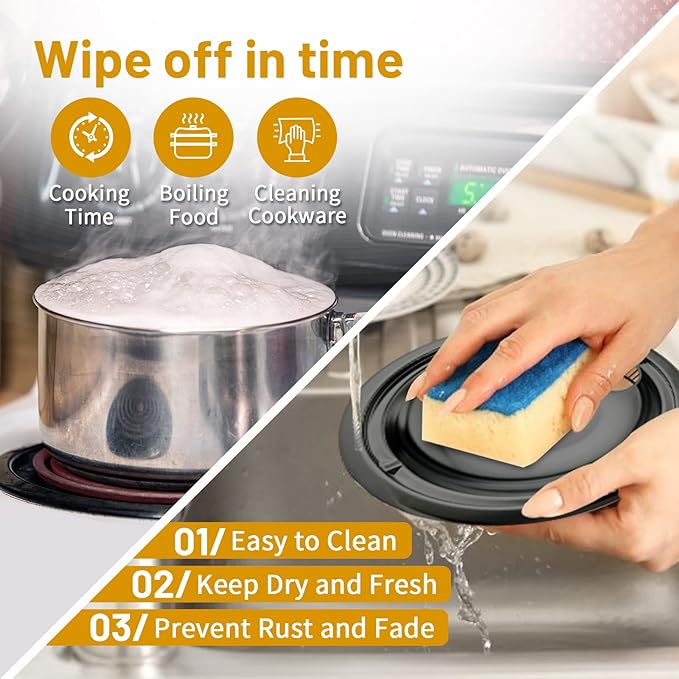 4 Pack Black Drip Pans, Compatible with Whirpool Kenmore Frigirate Stove Top Drip Bowls. Include 2 Pcs 6'' Range Replacement Drip Pans and 2 Pcs 8 '' Cooktop Drip Pans