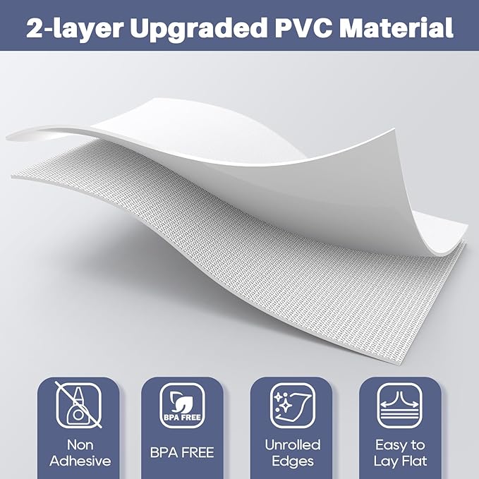 Drawer Liner, Shelf Liners for Kitchen Cabinet Waterproof & Oil-Proof Cupboard Liner Non-Slip Drawer Mat PVC Material Non Adhesive Kitchen Liner for Countertop White 23.6 x 157.4 Inches