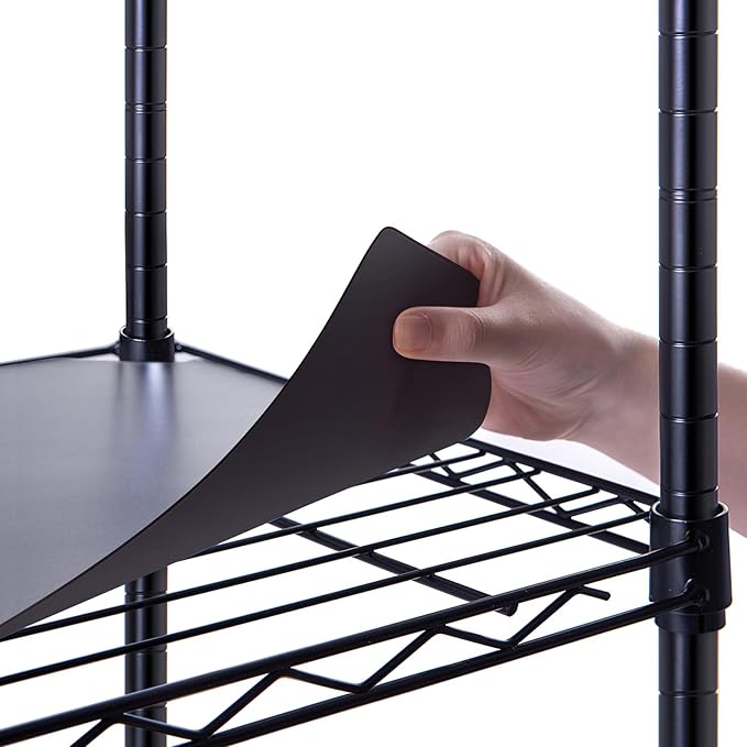 Poofzy Wire Shelf Liner 18" X 24", Non-Adhesive Plastic Shelf Liners for Wire Shelving, Waterproof Protector Mats (5PK, Black)