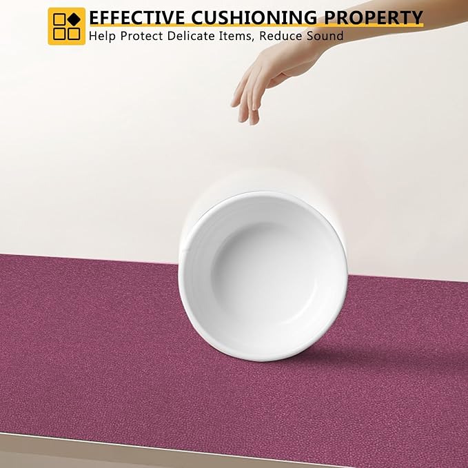 WochiTV Shelf Liner for Cabinets, Drawer Non Adhesive Non Slip Foam Mat for Kitchen, Pantry, Bathroom, Cupboard, Garage, Closet, Shelves, Drawer, Tool Box, Fuchsia 23.6 x 118 inches