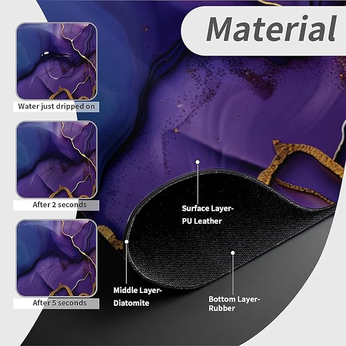 Kitchen Sink Splash Guard，Deep-purple gold marble Faucet Mat Sink Gadgets-Super Absorbent Fast Drying Mat Drip Catcher for Kitchen, Bathroom,Sink Mat, Dish Drying Mat, Bathroom(15" X 5.5" )