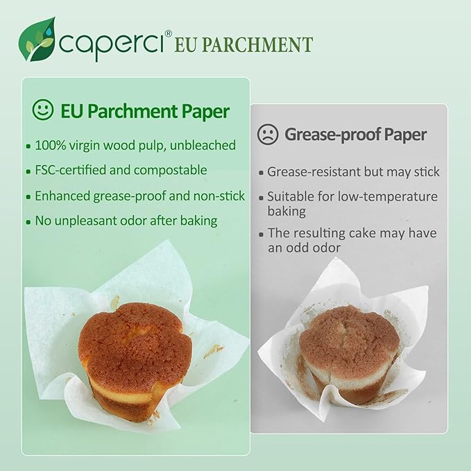 Caperci White Parchment Paper Tulip Cupcake Muffin Liners - European Non-stick Paper Baking Cups Cupacke Wrappers for Party, Wedding, Christmas, Birthday (150pcs)