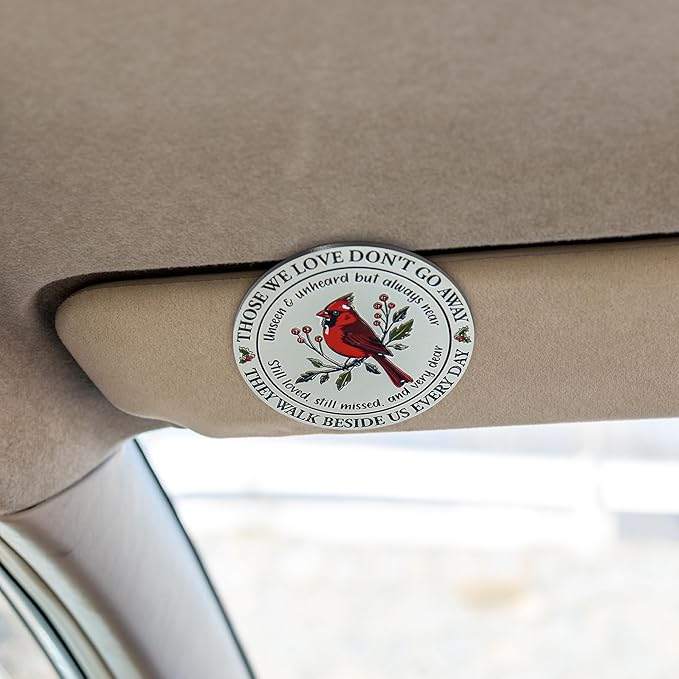 FLAGWIX Sympathy Gifts for Loss of Loved One - Cardinal Metal Car Visor Clip 3 in - Christmas Memorial Gift for Men Women, Sun Visor Clip Car Accessories, Grief Memorial Gifts, Bereavement Gift Ideas