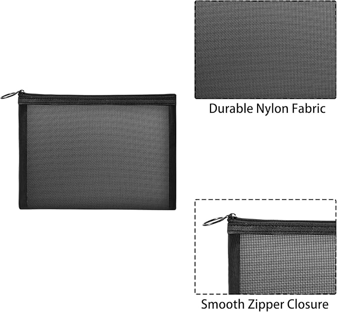 20 Pieces Mesh Pouch, Mesh Makeup Bag Portable Makeup Pouch Travel Toiletry Bag for Makeup Organizer Home Office Travel Accessories, Mesh Cosmetic Bag with Zipper