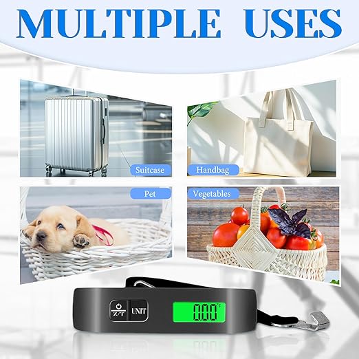 Luggage Scale, 110lb Luggage Weight Scale with 4 Unit Switching Functions & LED Display, Luggage Scale Travel Digital for Weighing Luggage, Backpacks, Packages, and Markets (Black)