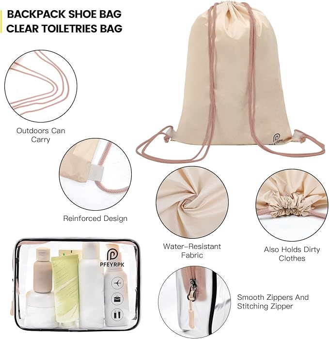 PFEYRPK Lightweight Compression Packing Cubes for Suitcases, Compressible Expandable Travel Packing Organizer with Clear Toiletry Bag and Backpack Bag, Travel Essentials for Carry-on Luggage, 7-Piece Set