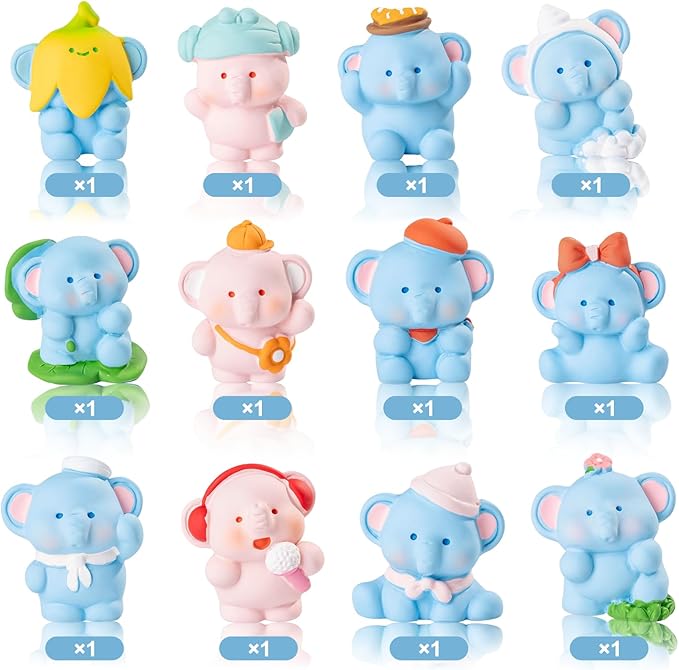 12 Pcs Mini Elephant Figurines - Fairy Garden Decor,Miniature Landscape Ornaments,DIY Craft Projects,Home Decoration Access