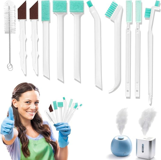 11 Pcs Humidifier Cleaner Brush Set, Crevice Cleaning Brush Small Detail Cleaning Brushes for Humidifiers, Keyboards, Tiles, Bottles & Tight Spaces | Portable Home/Travel Clean Tools