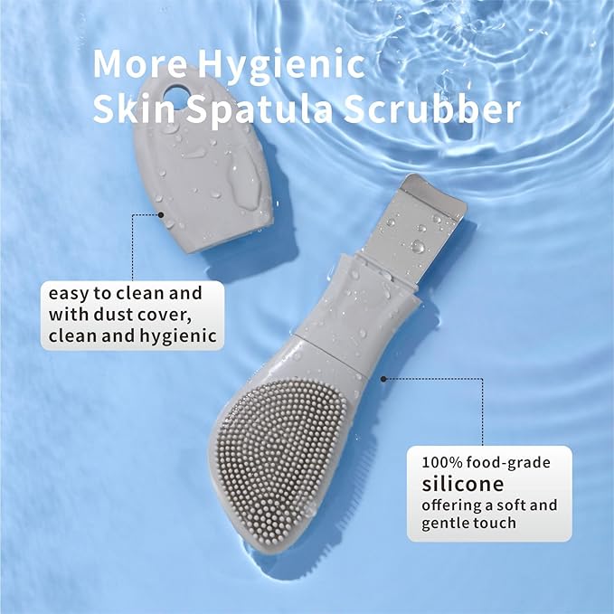 Blackhead Remover Tools, 2 in 1 Face Scrubber Black Head Remover for Face Nose, Silicone Face Mask Applicator Pore Cleaner Spatula Brush for Daily Skin Care, Deep Clean Master for Women Men (Gray)