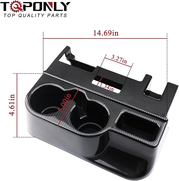 Carbon Fiber Cup Holder Attachment for Center Console | Compatible with 1998-2001 Dodge Ram 1500 2500 3500 Truck | Replaces 41019 SS281AZAA Front Seat Add-On Cupholder Tray Insert