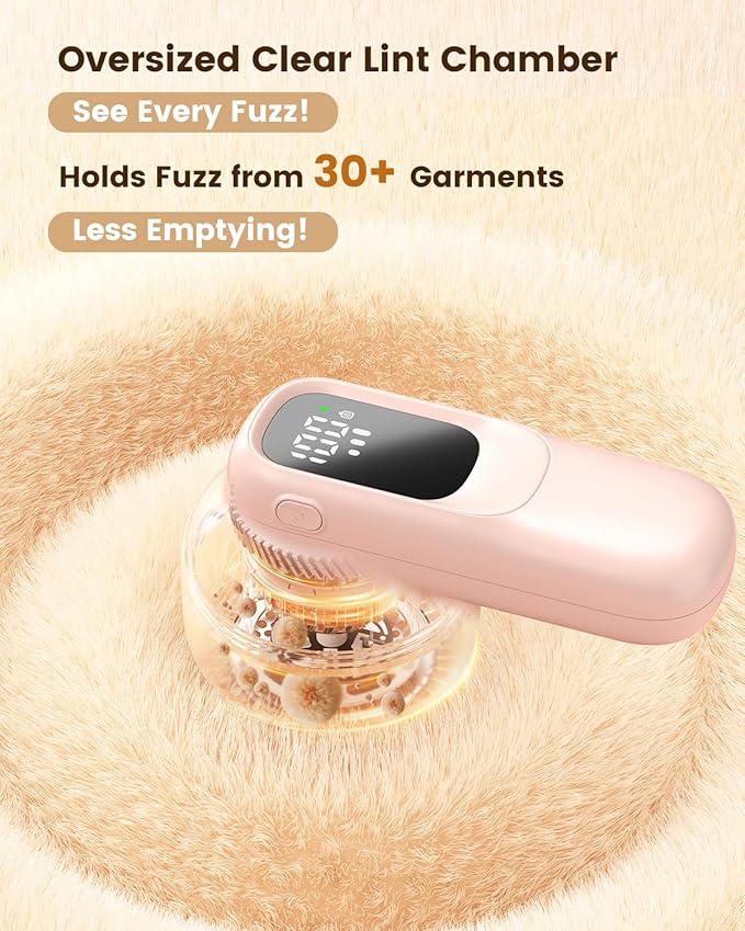 Rechargeable Fabric Shaver, Lint Remover with 3D Floating Blades & Powerful Motor, Portable Sweater Shaver with Digital Display, 3 Speeds Electric Lint Shaver for Clothes, Sweaters, Furniture