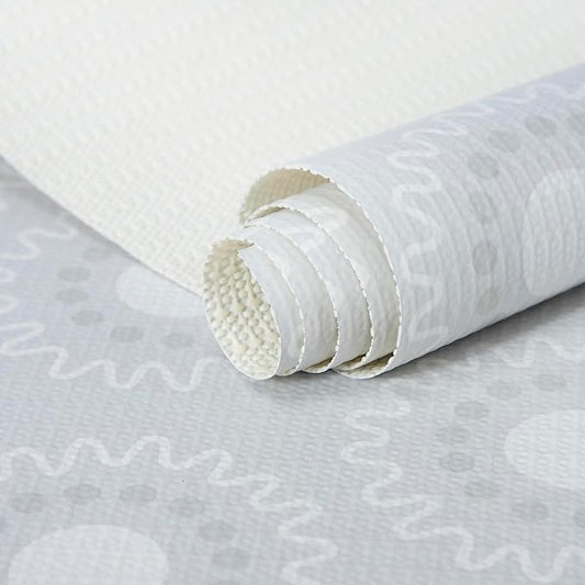 18X96 Inch Shelf Liner for Kitchen Cabinets, PVC Drawer Liner for Dresser Non-Slip Bathroom, Non-Adhesive Cabinet Liner Washable (White Circle)(1 Roll)