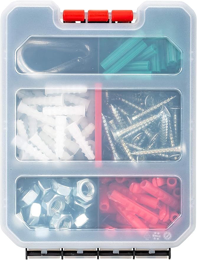 Mini Parts Organizer Box – Small Hardware Storage Case with 6 Compartments & Divider – Compact Nylon Container for Screws, Beads, Tackle, or Travel Toolbox