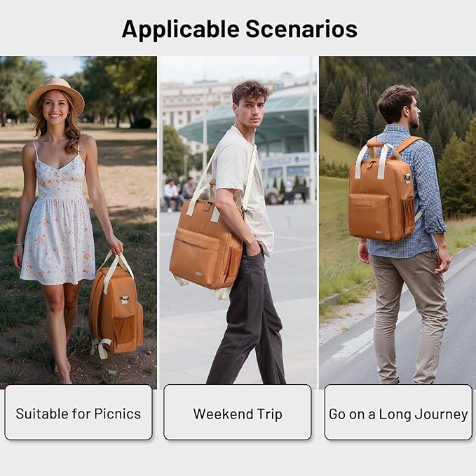 MIER Backpack Cooler 24 Cans Insulated Soft Cooler Bag with Detachable Double Decker Leakproof Lightweight Lunch Back Pack Women Men for Work Travel Picnic, Brown