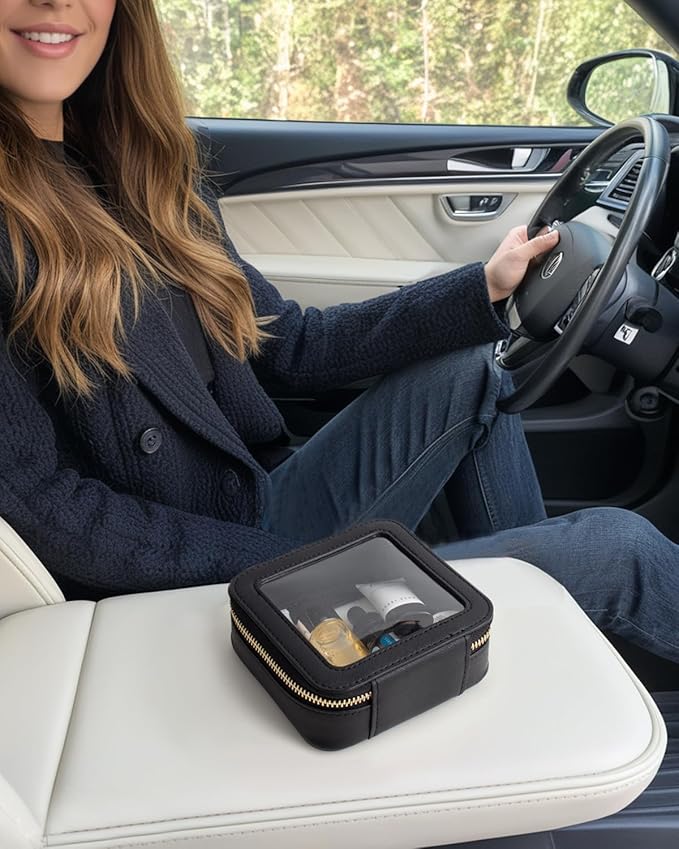 Travel Clear Makeup Bag Set, TSA Approved Cosmetic Bag Case with Zipper Portable Makeup Pouch Toiletry Bag Women Traveling Cosmetic Organizer Storage Bag Car Organizer Car Essentials for Women