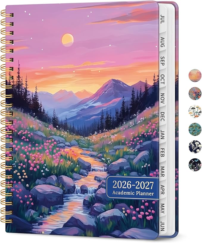 Planner 2026-2027, Academic Year Weekly and Monthly Calender Planner, from Jul 2026 - Jun 2027, Spiral Bound School Planning Book, Perfect for Teacher, Student, Women & Men, A5 (6.3" x 8.5"), Alpine Twilight