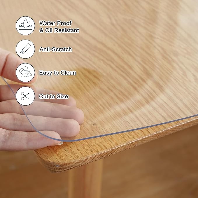 LovePads Clear Desk Mat 14 x 32 Inch, 1.5mm Thick Clear Table Protector, Waterproof Plastic Table Cover Protector, PVC Desk Protector Mat, Vinyl Desk Cover for Desktop, Coffee & Dining Table