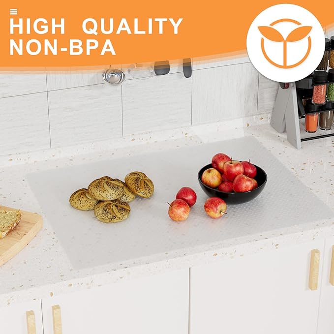 Clear Shelf Liner for Kitchen Cabinets: Translucent Easy to Cut Drawer Mat - Waterproof Cupboard Liner for Pantry Shelves Fridge 17.7" x 96"