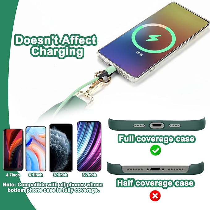 XANGNIER Clip and Go Strap for Phone with Wallet Crossbody, Phone Strap with Zippered Wallet, Adjustable Anti Theft Cellphone Lanyard for Women, Cellphone Chain Accessories,Multicolor 14