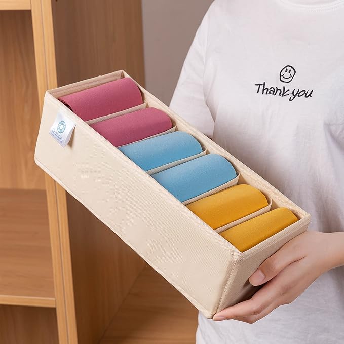 Qozary 3 Pack Sock Underwear Drawer Organizer Dividers, Collapsible Cabinet Closet Storage Boxes for Clothes, Socks, Lingerie, Underwear, Tie, Belt, Baby, Bedroom