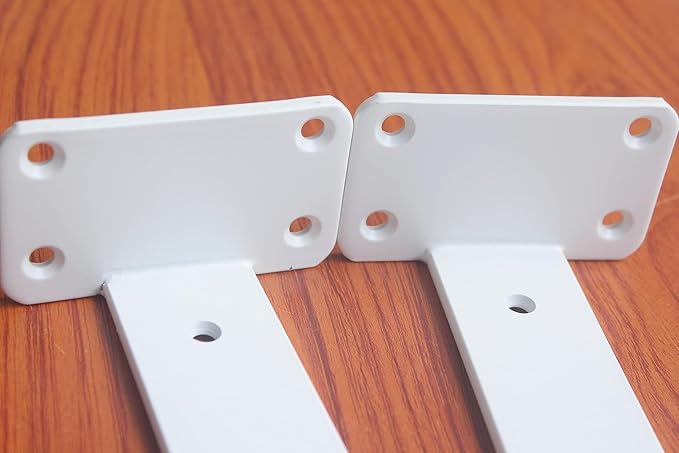8 Pack - 10 inch White Hidden L Shelf Bracket (1/5 Inch Thicked) Iron Floating Shelf Brackets Rustic Industrial Metal Brackets for Shelf Support
