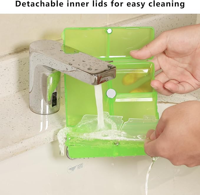 FYY Daily Pill Organizer,7 Compartments Portable Pill Case Travel Pill Organizer,[Folding Design] Large Pill Box for Purse Pocket to Hold Vitamins,Cod Liver Oil,Supplements and Medication-Clear Green