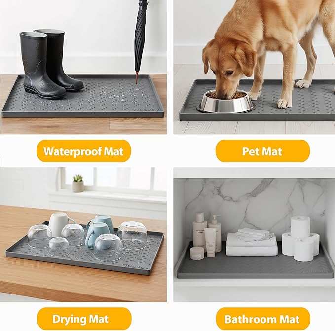 TigeJoy 40" x 22" Under Sink Mats for Kitchen Waterproof, Leak-Proof Silicone Mat Sink Protector and Cabinet Liner, Kitchen Essentials Organizer and Storage, Boot or Shoe Tray, Pet Feeding Mat