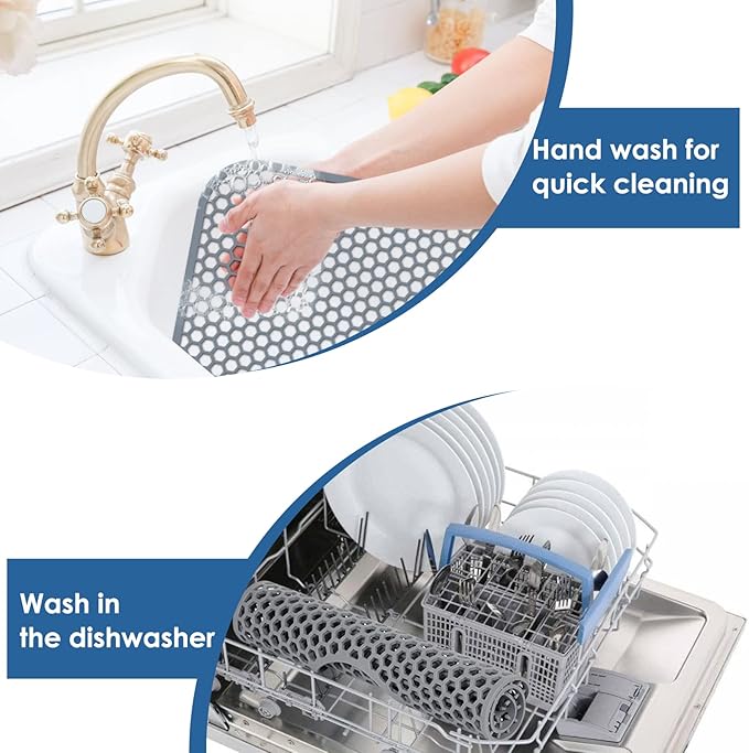 2 Pack Silicone Sink Protectors for Kitchen Sink with Center Drain, 13.58''x 11.6'' Non-Slip Heat Resistant Mat Grid for Bottom of Stainless Steel Porcelain (Center Hole)