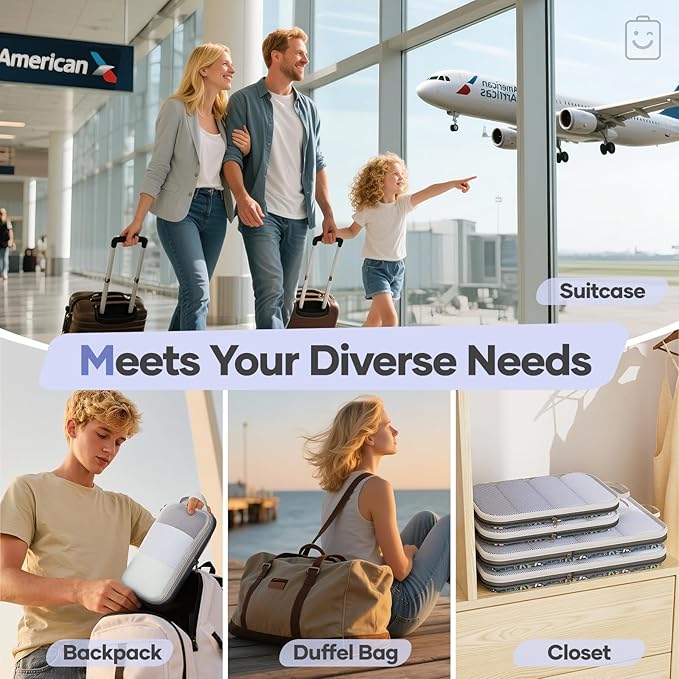 Veken 9/11 Set Compression Packing Cubes for Travel Essentials,Compressible Expandable Large Luggage Suitcase Organizer Bags for Clothing,Durable Space Saver Storage Bags(Dark Blue Floral)