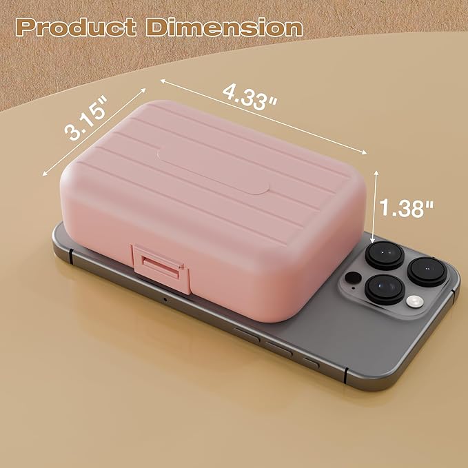 Travel Pill Box, Double Layer 7-Compartments Large Pill Organizer, Portable Weekly Pill Case Container for Pocket, 7 Day Compact Medicine Holder for Vitamins, Fish Oils, Supplements Pink