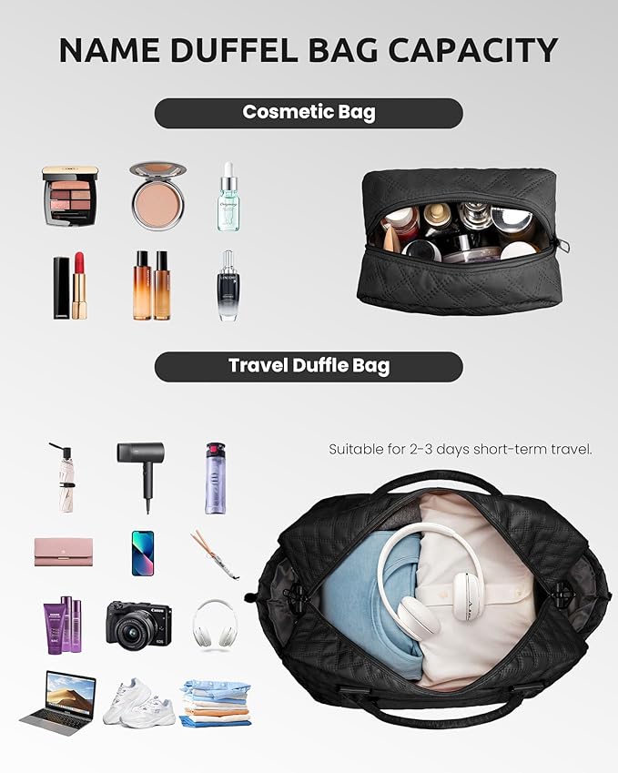 Birthday Gifts for Women - Initial Duffle Bag with Shoe Compartment, Personalized Weekender Bag, Monogram Overnight Bag, Letter Travel Bag with Makeup Bag, Friend Wife Birthday Gift (Letter C)