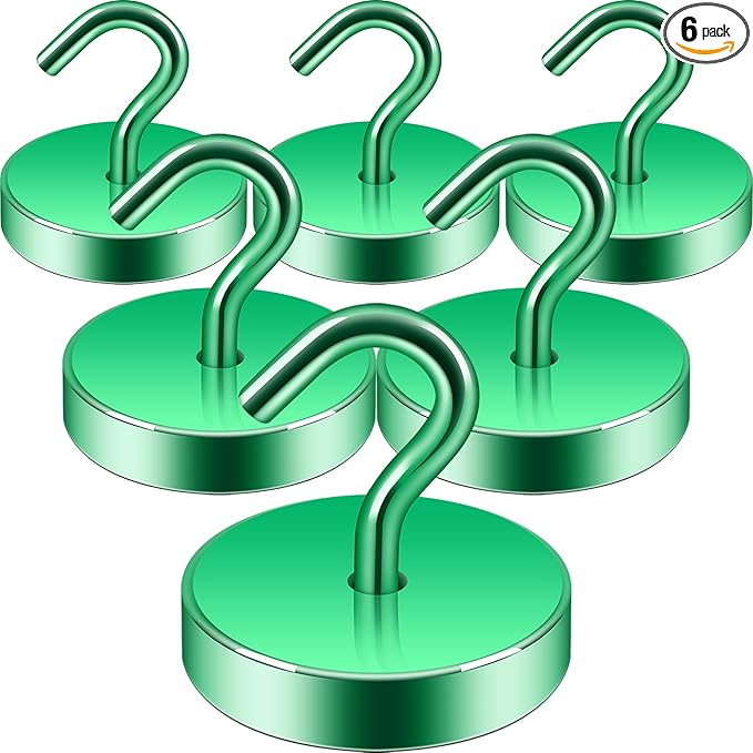 Neosmuk Magnetic Hooks, Cruise Ship Essentials, 100lb+ Heavy Duty Magnetic Hooks for Cruise Cabins, Refrigerator, Grill, Hanging, and Travel | Extra Strong Must-Haves Magnet Hook,Green