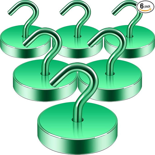 Neosmuk Magnetic Hooks, Cruise Ship Essentials, 100lb+ Heavy Duty Magnetic Hooks for Cruise Cabins, Refrigerator, Grill, Hanging, and Travel | Extra Strong Must-Have Magnet Hook, Green